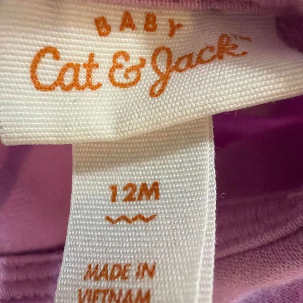 Cat-jack Baby Girls Purple and Pink outfit- Size 12 months
